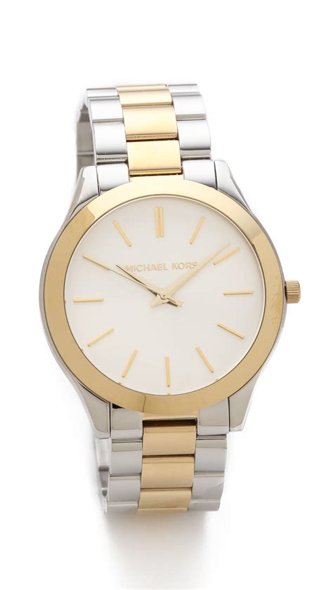 michael kors runway slim silver|michael kors oversized watch.